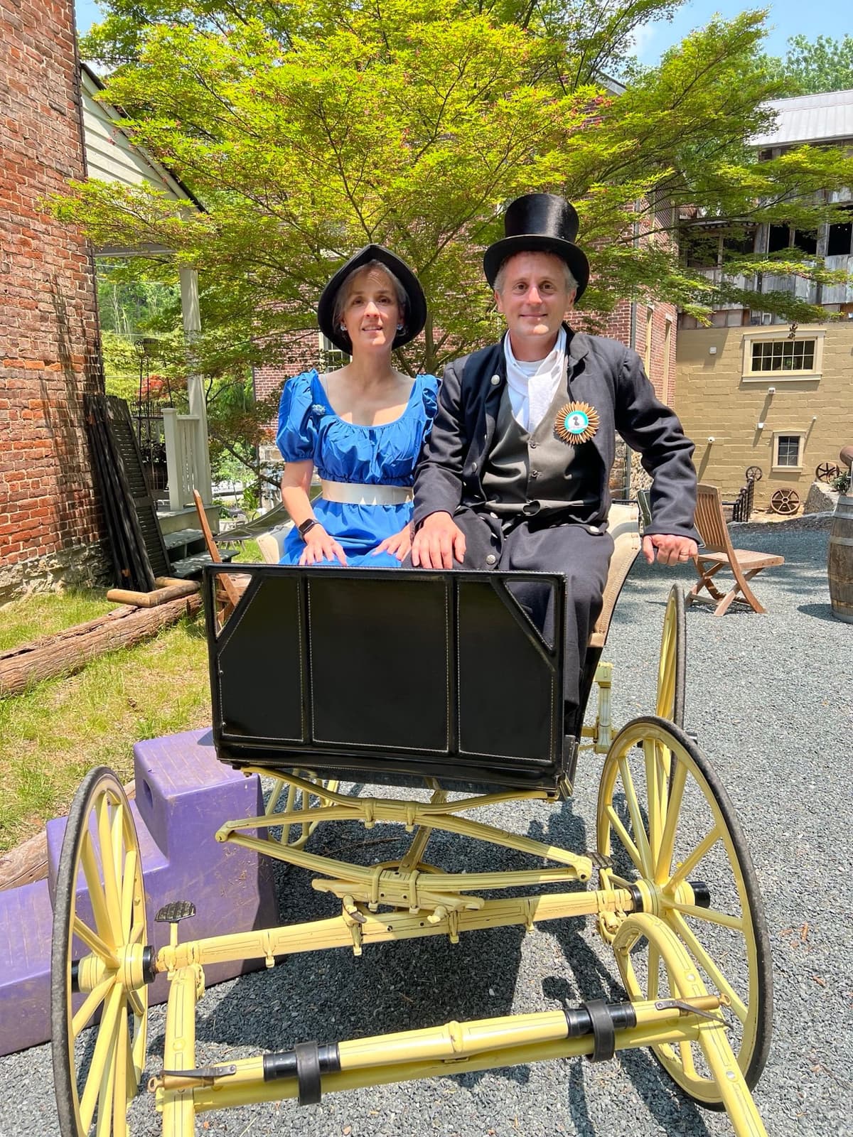 Carriage ride in Regency costume