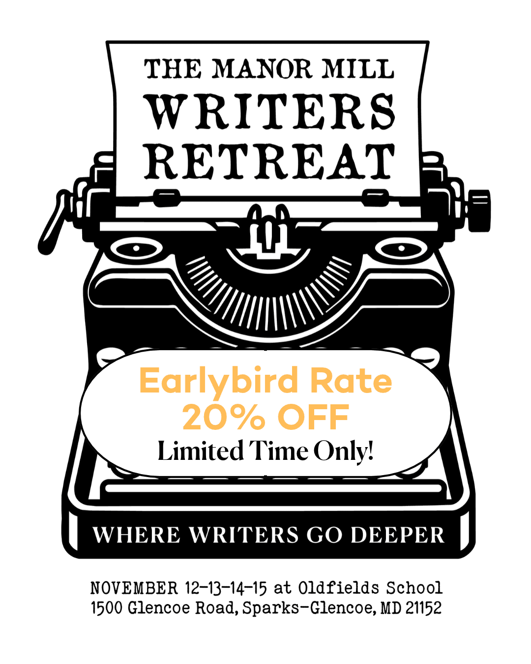 Manor Mill 2026 Writers Retreat — November 12–15, 2026 · Manor Mill & Oldfields School