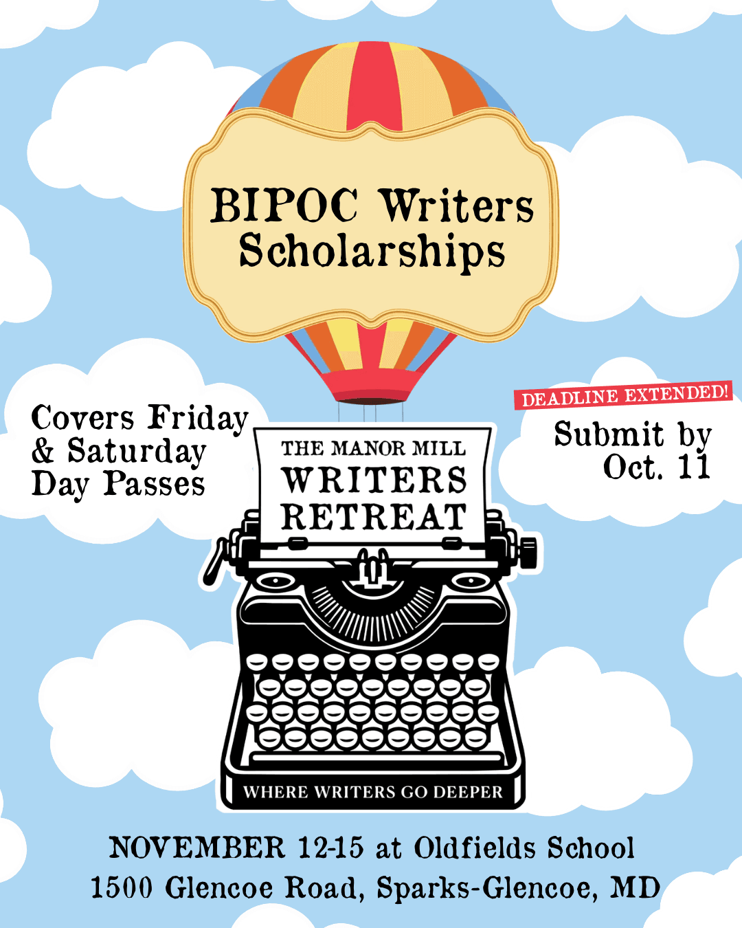BIPOC Writer's Scholarship — Manor Mill Writers Retreat